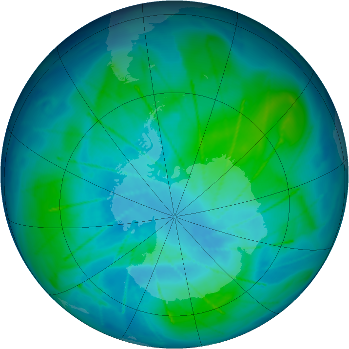Antarctic ozone map for 09 February 2010